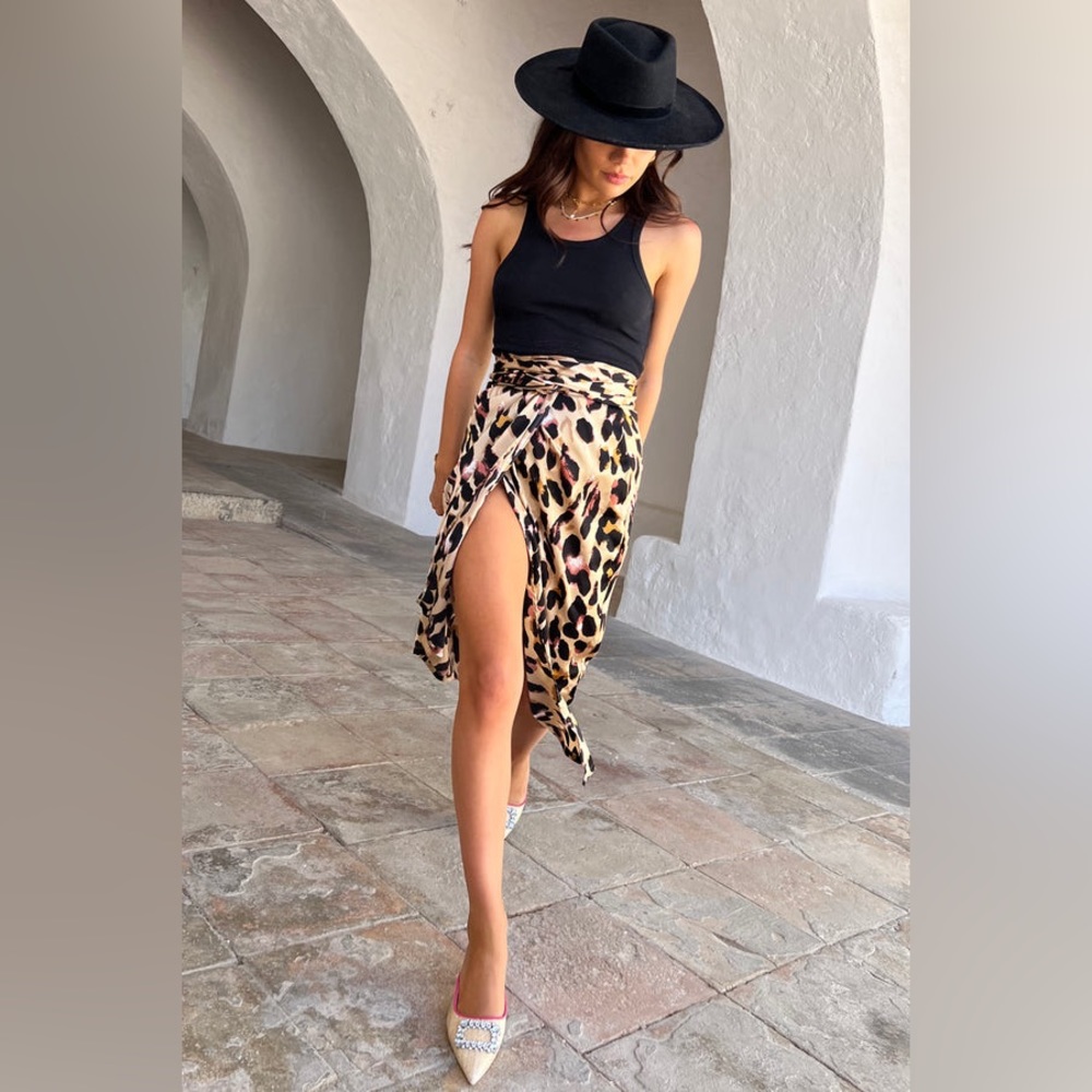 Never fully dressed leopard wrap midi skirt